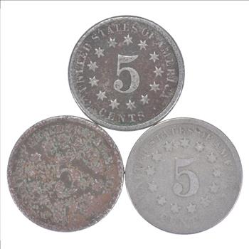 America's First Nickel! (3) 1866-1883 Shield Nickel US Coin Collection Lot