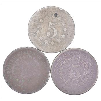 America's First Nickel! (3) 1866-1883 Shield Nickel US Coin Collection Lot