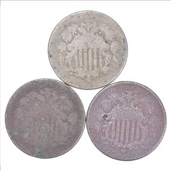 America's First Nickel! (3) 1866-1883 Shield Nickel US Coin Collection Lot