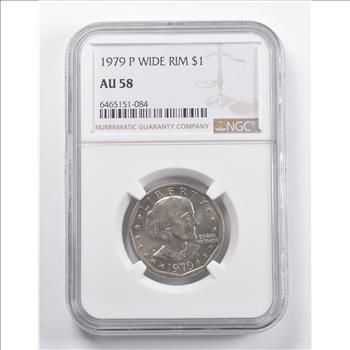 AU58 1979-P Susan B. Anthony Dollar Wide Rim NGC