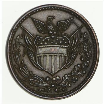 Authentic ORIGINAL Civil War Token - 1861 Flags & Shield