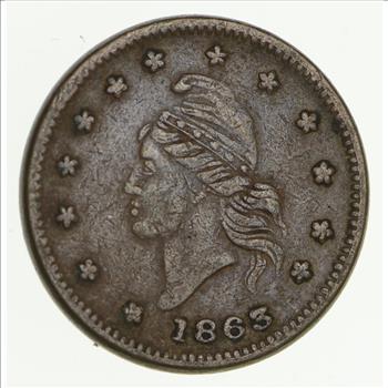 Authentic ORIGINAL Civil War Token - 1863 Army & Navy