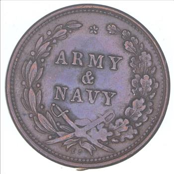 Authentic ORIGINAL Civil War Token - 1863 Indian Head - Army & Navy