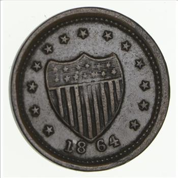 Authentic ORIGINAL Civil War Token - 1864 Shield