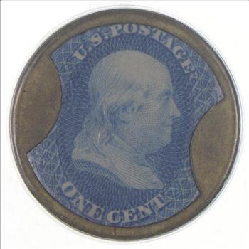 Benjamin Franklin 1 Cent U.S. Encased Postage Ayers