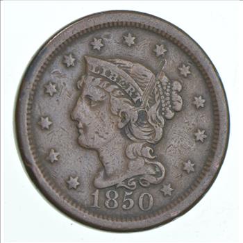 Better 1850 Braided Hair - US Large Cent Penny - Coin Collection Lot Set Break