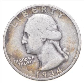 Better 1934 - US Washington 90% Silver Quarter Coin Set Break