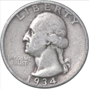 Better 1934 US Washington 90% Silver Quarter Coin Set Break
