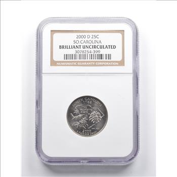 Brilliant Uncirculated 2000-D South Carolina State Quarter - Graded NGC