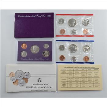 Bulk Deal: 1988 US Proof & Mint Sets - Coin Collection Bundle - 2 Sets - 1 Price with original mint packaging