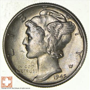 CH Unc 1945 Mercury Liberty Dime - 90% Silver - From an Original Roll!