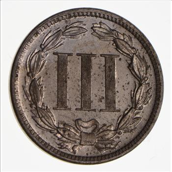 CHOICE - 1887 Three-Cent Piece - Copper-Nickel
