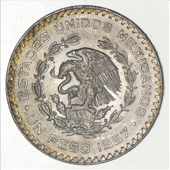 Choice Uncirculated - 1957 Mexico Mexican Un Peso Silver Coin - LARGE