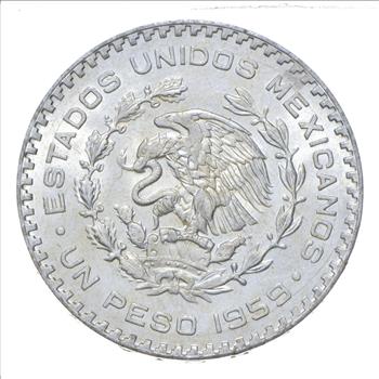 Choice Uncirculated - 1959 Mexico Mexican Un Peso Silver Coin - LARGE