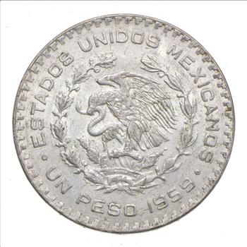 Choice Uncirculated - 1959 Mexico Mexican Un Peso Silver Coin - LARGE