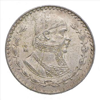 Choice Uncirculated - 1962 Mexico Mexican Un Peso Silver Coin - LARGE