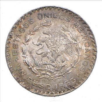 Choice Uncirculated - 1963 Mexico Mexican Un Peso Silver Coin - LARGE