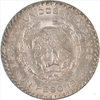Choice Uncirculated - 1964 Mexico Mexican Un Peso Silver Coin - LARGE