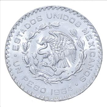 Choice Uncirculated - 1964 Mexico Mexican Un Peso Silver Coin - LARGE