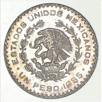 Choice Uncirculated - 1965 Mexico Mexican Un Peso Silver Coin - LARGE