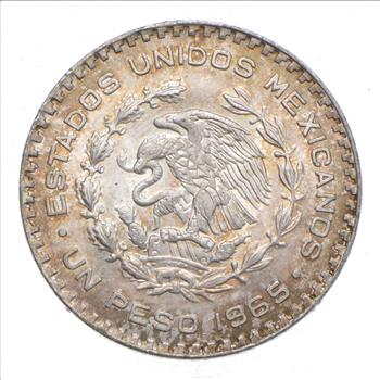 Choice Uncirculated - 1965 Mexico Mexican Un Peso Silver Coin - LARGE