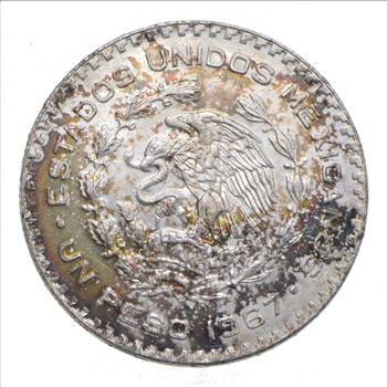 Choice Uncirculated - 1967 Mexico Mexican Un Peso Silver Coin - LARGE