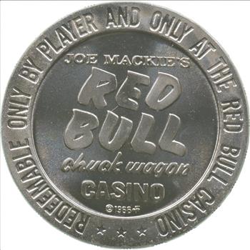 Collectible $1 Red Bull Chuck Wagon Casino Souvenir Chip 1960's Vintage Token