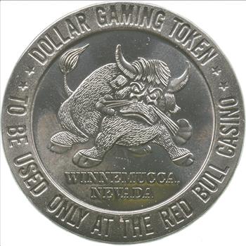 Collectible $1 Red Bull Chuck Wagon Casino Souvenir Chip 1960's Vintage Token