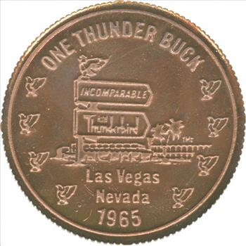 Collectible 1 Thunder Buck - Hotel Thunderbird Casino Souvenir Chip 1960's Vintage Token