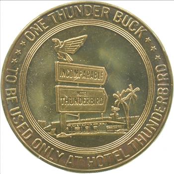Collectible 1 Thunder Buck - Hotel Thunderbird Casino Souvenir Chip 1960's Vintage Token
