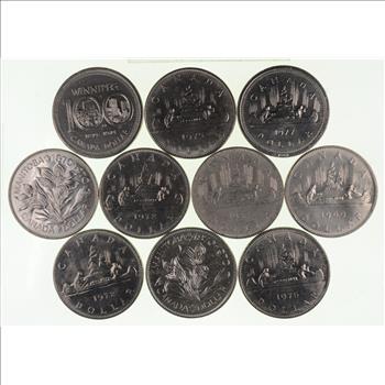Collection 10 Coins 1968-1985 Canada Canadian Dollar - Not Silver