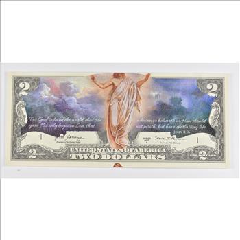 Colorized Unique Art 2003 $2 Note Jesus Christ