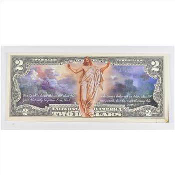 Colorized Unique Art 2003 $2 Note Jesus Christ