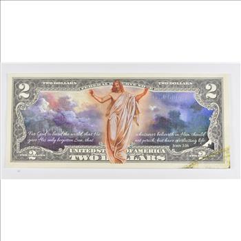 Colorized Unique Art 2003 $2 Note Jesus Christ