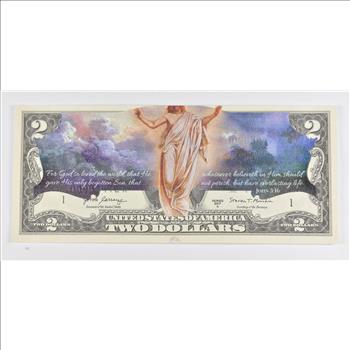 Colorized Unique Art 2003 $2 Note Jesus Christ
