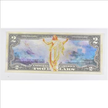Colorized Unique Art 2003 $2 Note Jesus Christ
