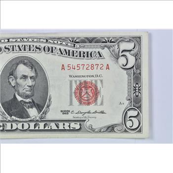 Crisp 1963 Red Seal $5 United States Note - Better Grade