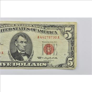 Crisp 1963 Red Seal $5 United States Note - Better Grade