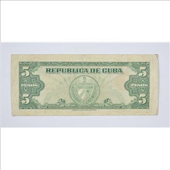 CUBA - National Bank of Cuba 5 Pesos Note - Maximo Gomez - Series of 1960!