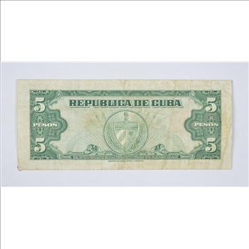 CUBA - National Bank of Cuba 5 Pesos Note - Maximo Gomez - Series of 1960!