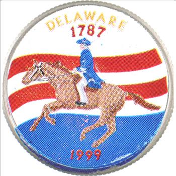 Custom - COLORIZED - 1999-D Delaware State Quarter - High Collectible