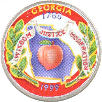 Custom - COLORIZED - 1999-D Georgia State Quarter - High Collectible