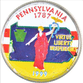 Custom - COLORIZED - 1999-D Pennsylvania State Quarter - High Collectible