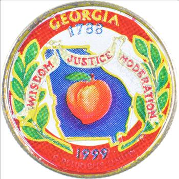 Custom - COLORIZED - 1999-P Georgia State Quarter - High Collectible