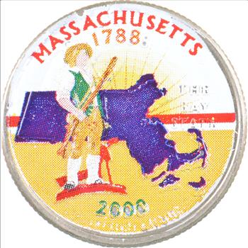 Custom - COLORIZED - 2000-P Massachusetts State Quarter - High Collectible