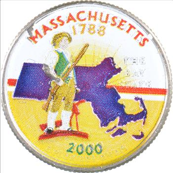 Custom - COLORIZED - 2000-P Massachusetts State Quarter - High Collectible