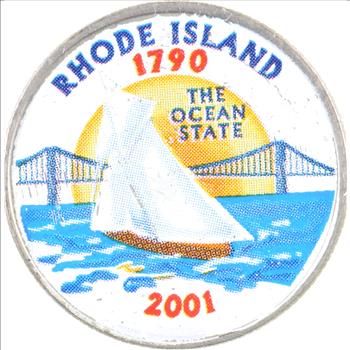Custom - COLORIZED - 2001-D Rhode Island State Quarter - High Collectible