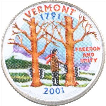 Custom - COLORIZED - 2001-D Vermont State Quarter - High Collectible