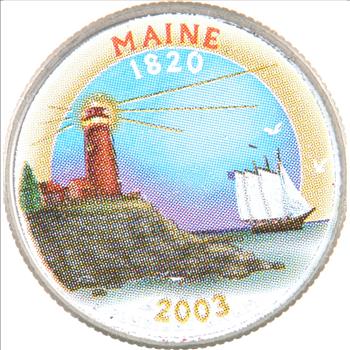 Custom - COLORIZED - 2003-D Maine State Quarter - High Collectible