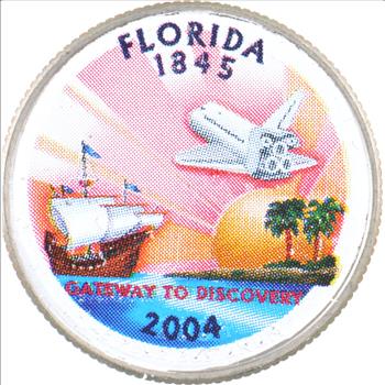 Custom - COLORIZED - 2004-D Florida State Quarter - High Collectible